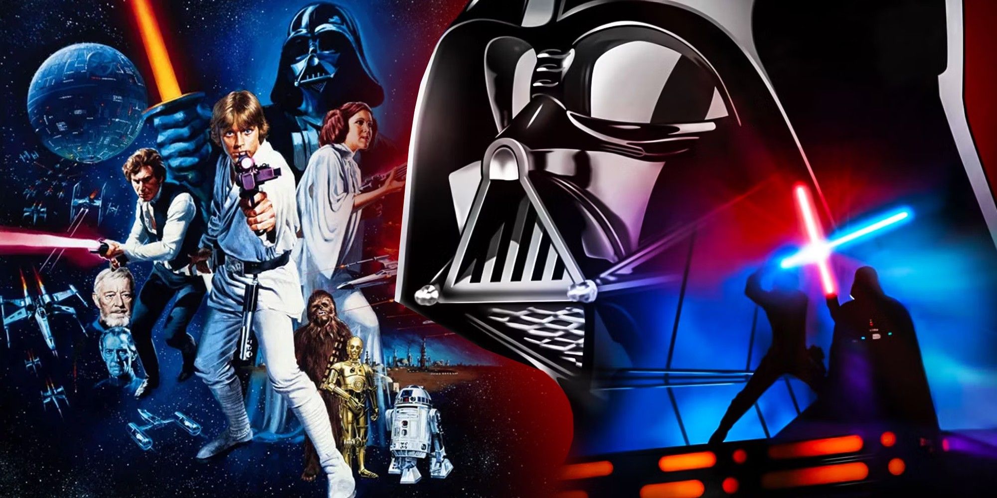 star wars original trilogy art with darth vader&rsquo;s head