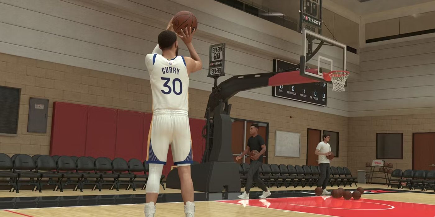 Steph Curry practica tiro en NBA 2k25