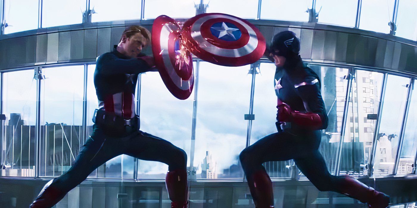 Steve Rogers lutando contra o Capitão América de 2012 em Vingadores Ultimato