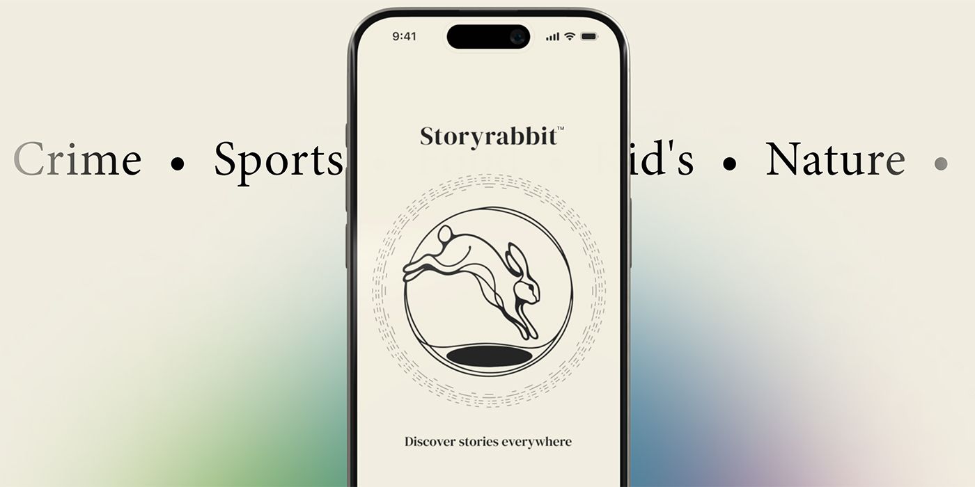 Logotipo Storyrabbit AI com categorias