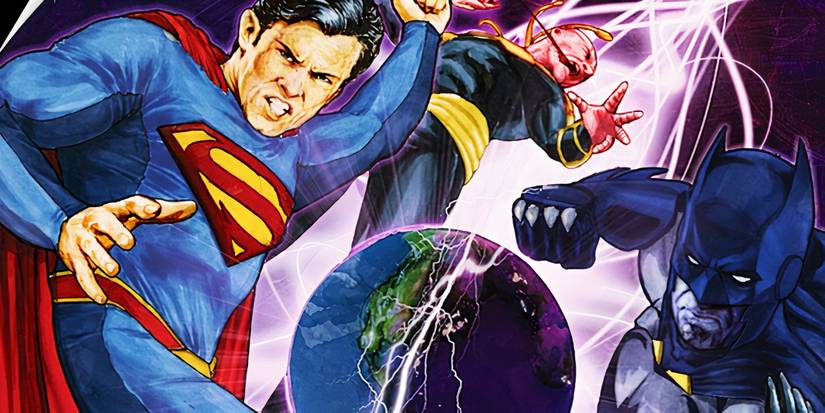 Comic book art: Superman and Batman fighting in Smallville season 11 comic
