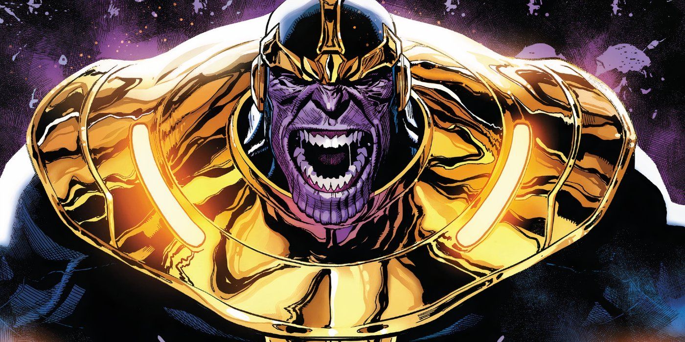 Thanos da Marvel Comics gritando. 