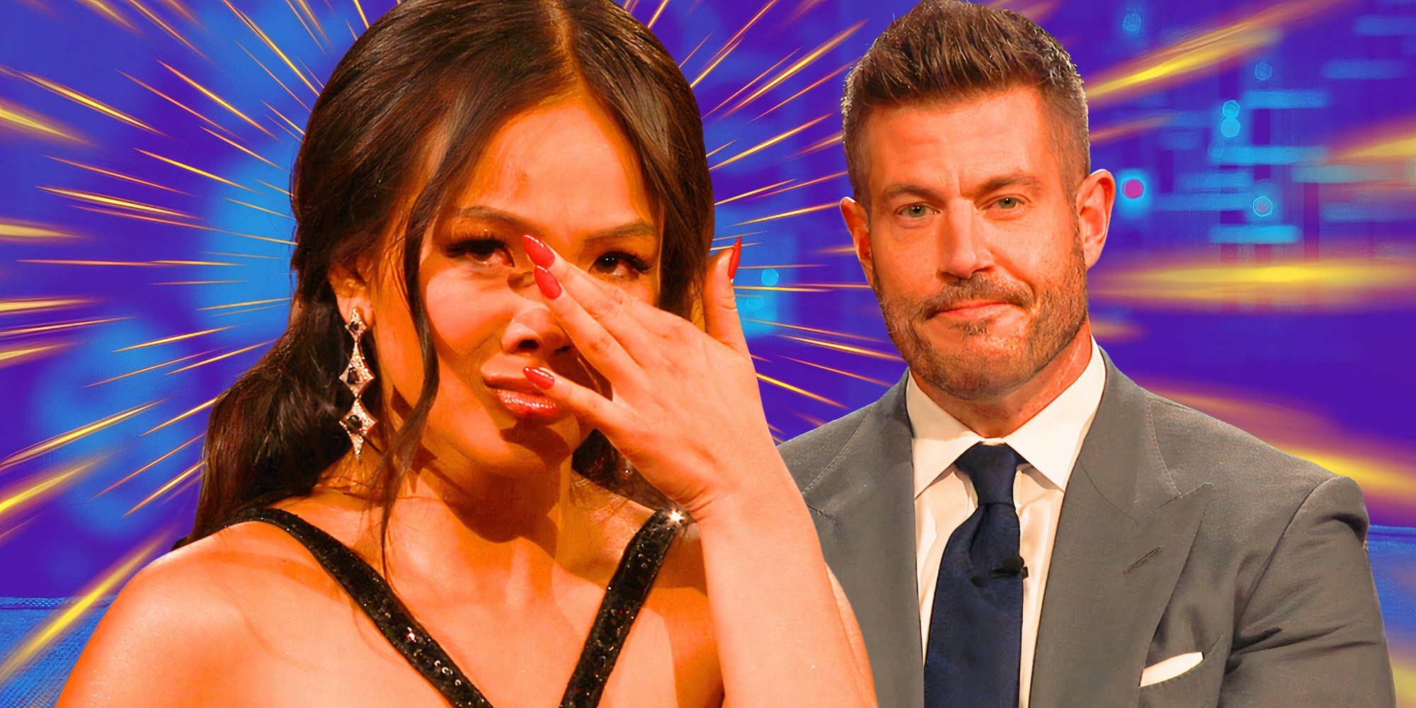 image of Jenn Tran crying with Jesse palmer from bachelorette