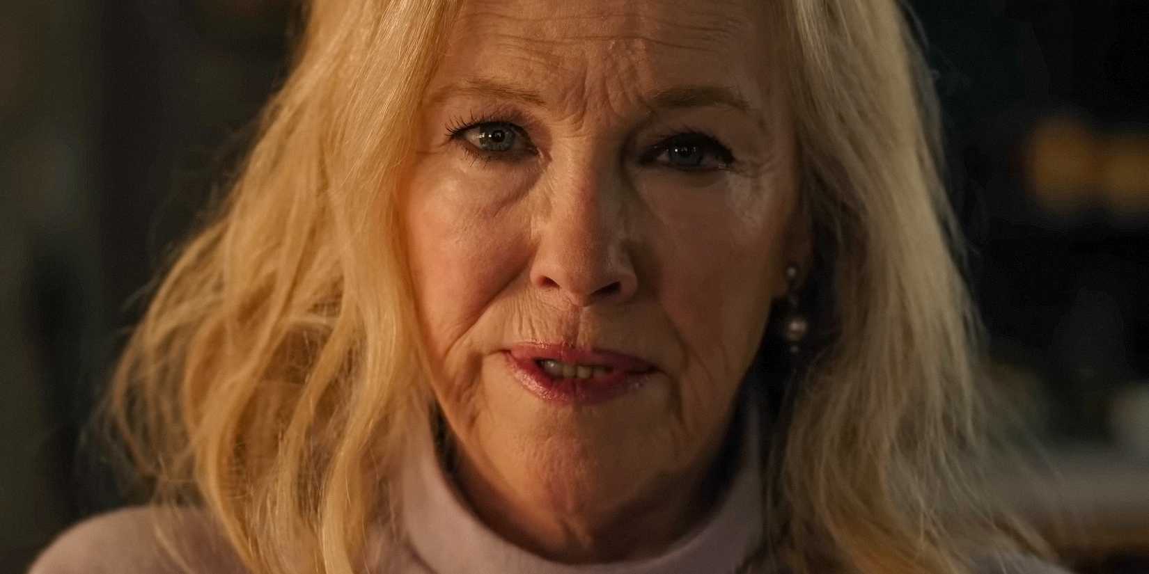 Close-up of an unnamed character (Catherine O'Hara) in The Last of Us Season 2 Teaser