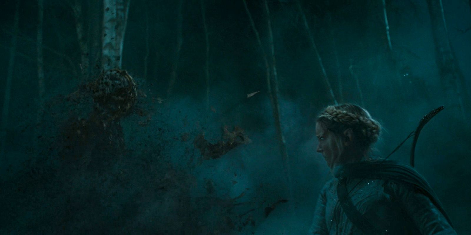 Galadriel (Morfydd Clark) destroying Barrow-wights in The Lord of the Rings: The Rings of Power Season 2 Episode 4