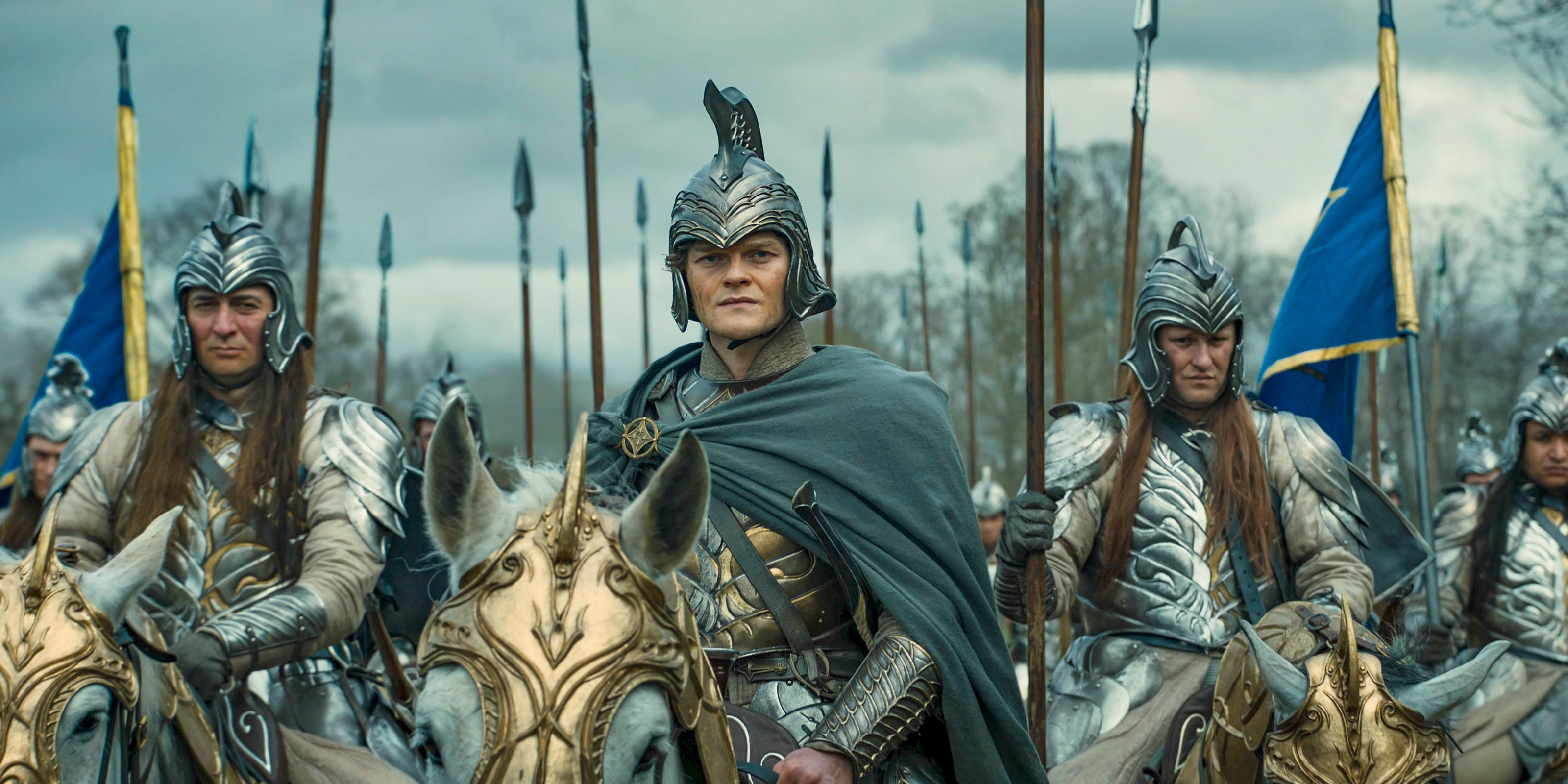 Elrond (Robert Aramayo) leading an army of elves to defend Eregion in The Lord of the Rings: The Rings of Power Season 2 Episode 7