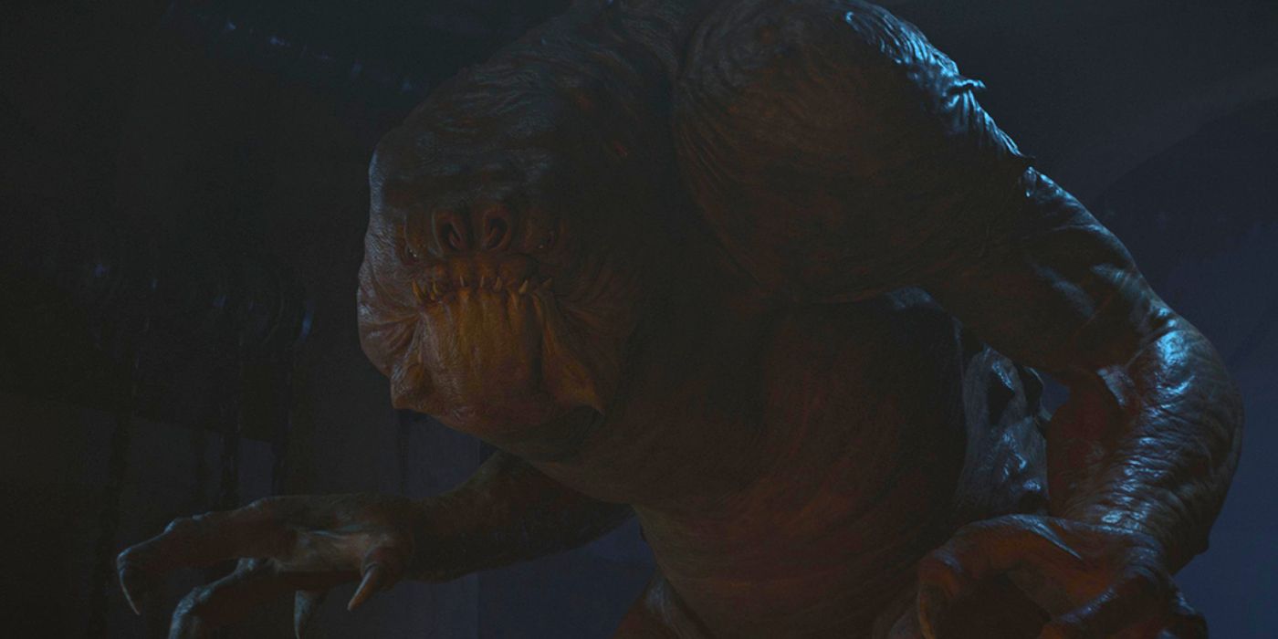 The Rancor from Star Wars Outlaws giving an intense look