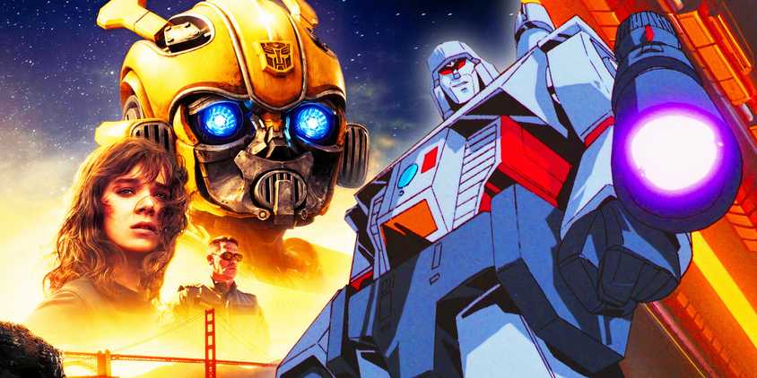 Blended image of stills from The Transformers The Movie (1986) & Bumblebee (2018)