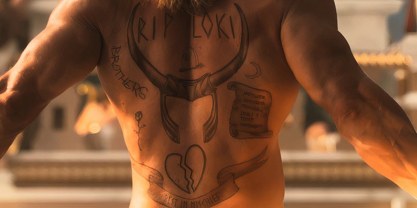 Thor's tattooed back in Thor Love and Thunder