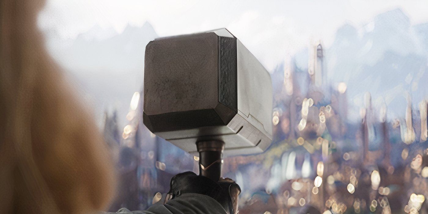 Thor wielding Mjolnir in Avengers Endgame