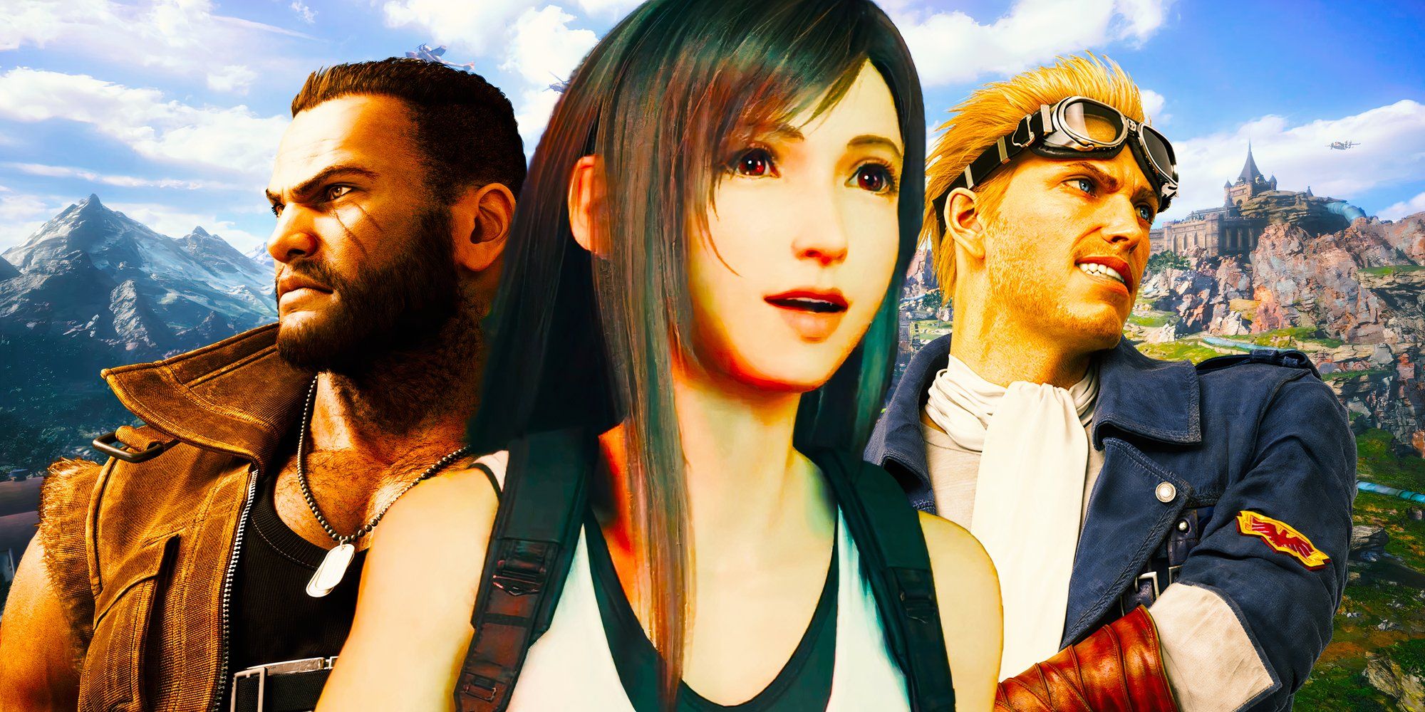 Tifa, Barrett y Cid de Final Fantasy VII Rebirth