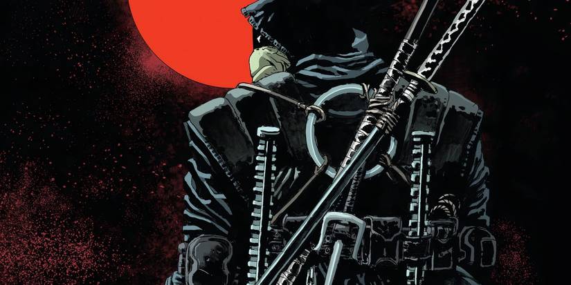 TMNT's The Last Ronin with a red moon behind him.