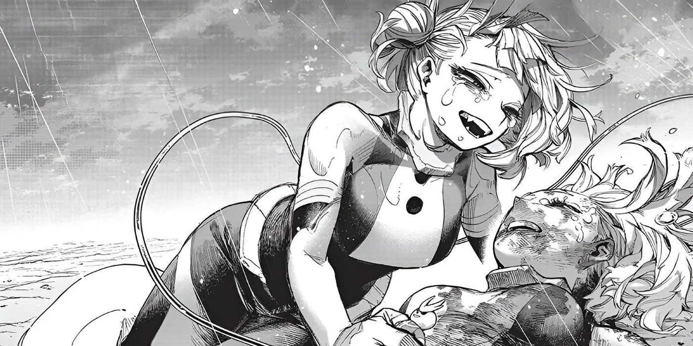 Toga salva Uraraka da morte sacrificando-se e doando seu sangue. 