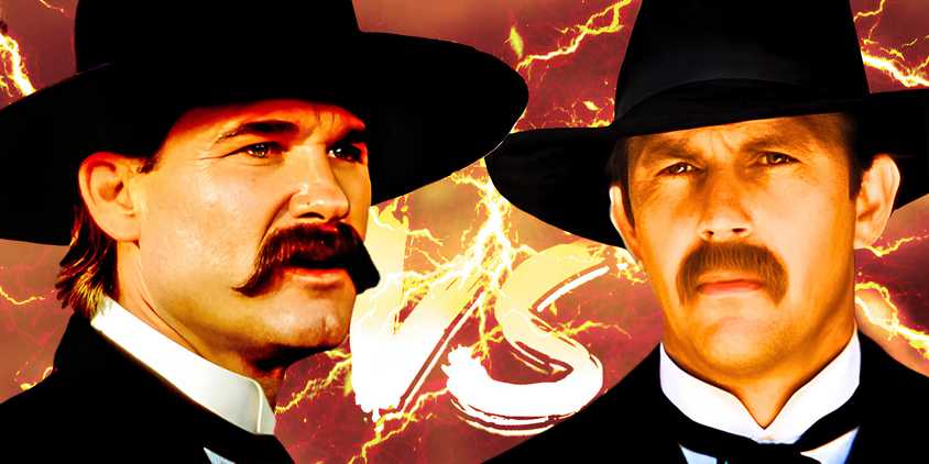 Feature image of Kurt Russell and Kevin Costner in Tombstone and Wyatt Earp