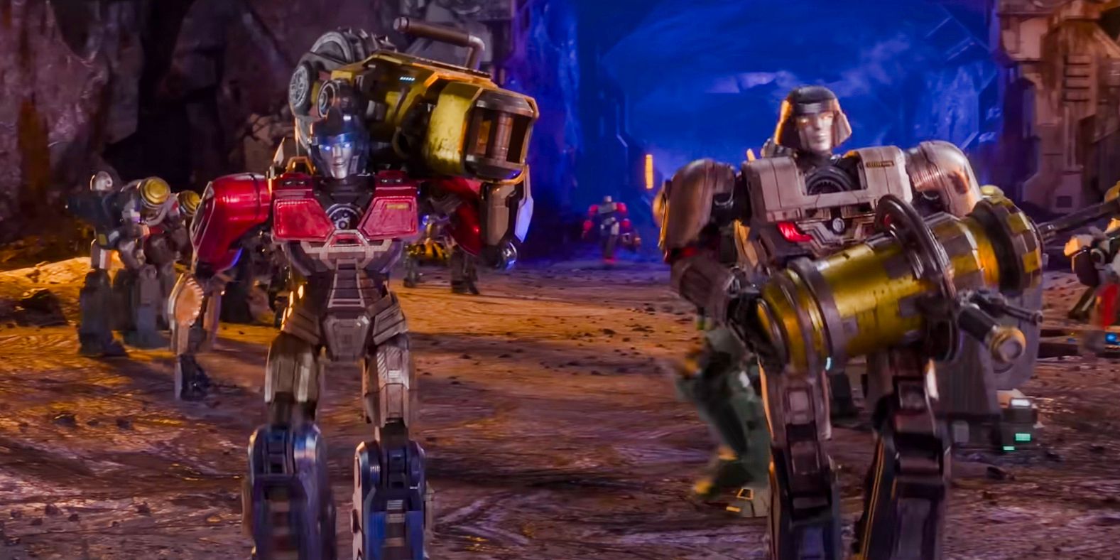 Orion Pax / Optimus Prime y D-16 / Megatron trabajan en Transformers One