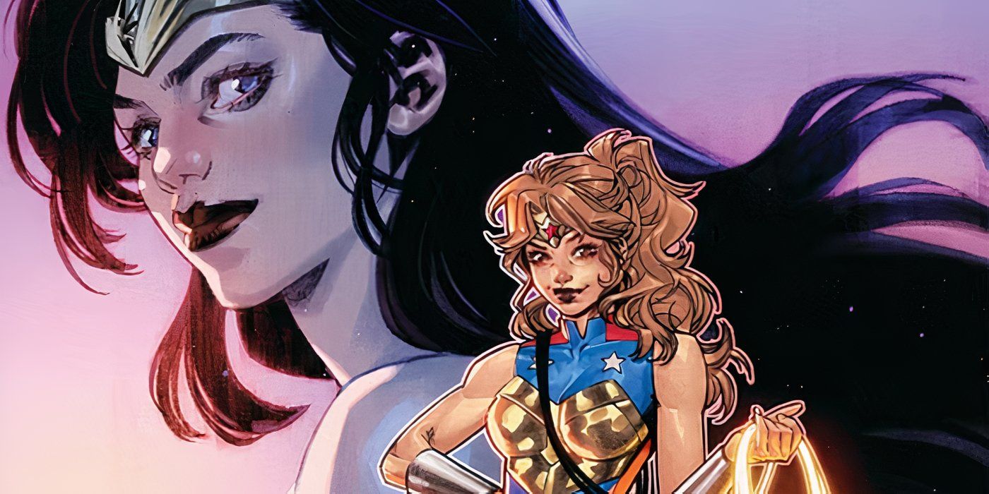 Comic book art: Lizzie Prince stands holding her lasso while Wonder Woman is in the background