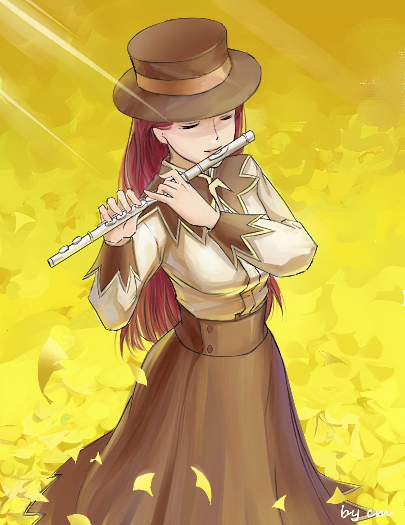 Melodia Fanart de Sayoko; Melody toca flauta, de volta ao que era.