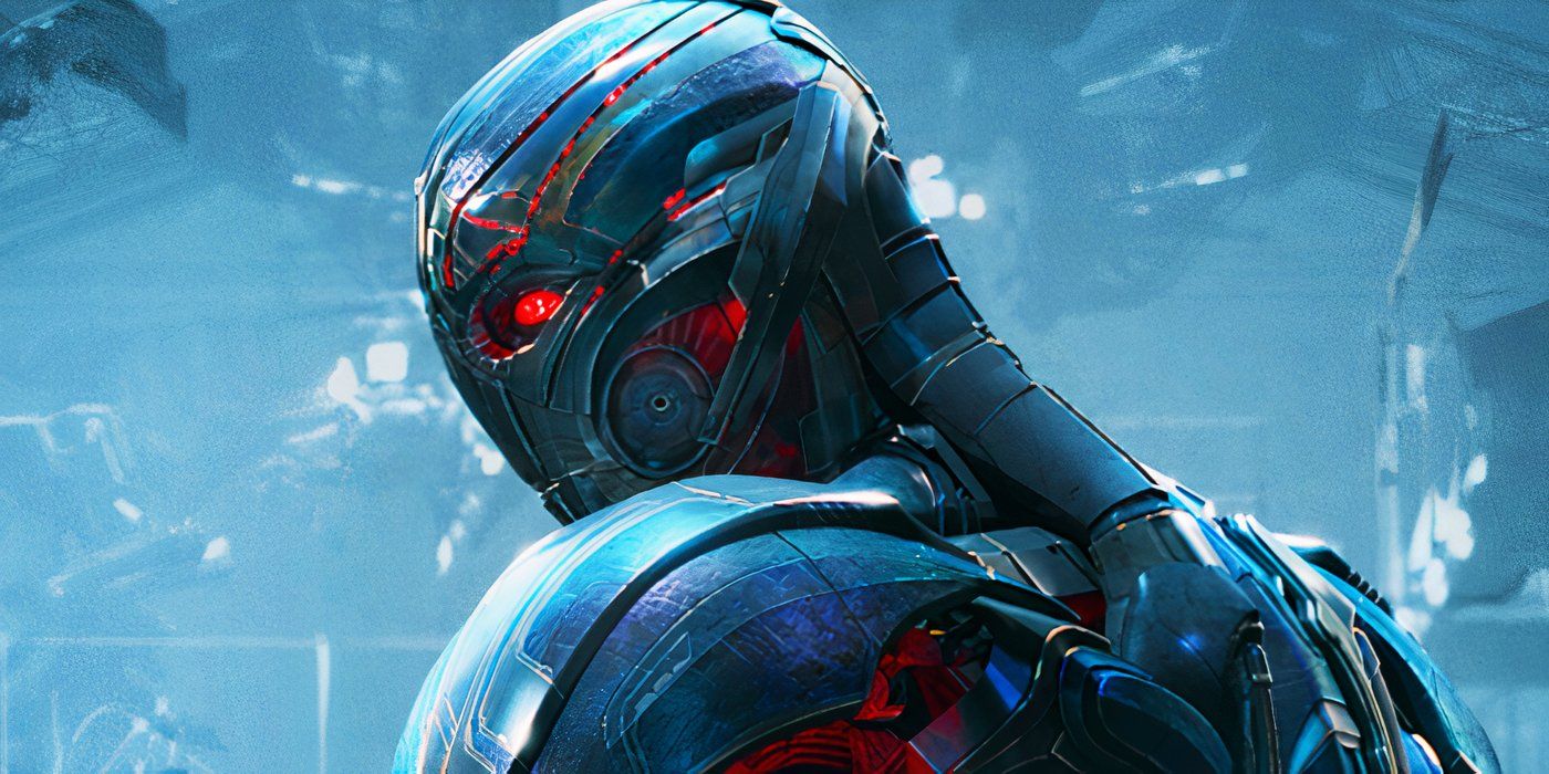 Ultron com luzes vermelhas em Vingadores: Era de Ultron