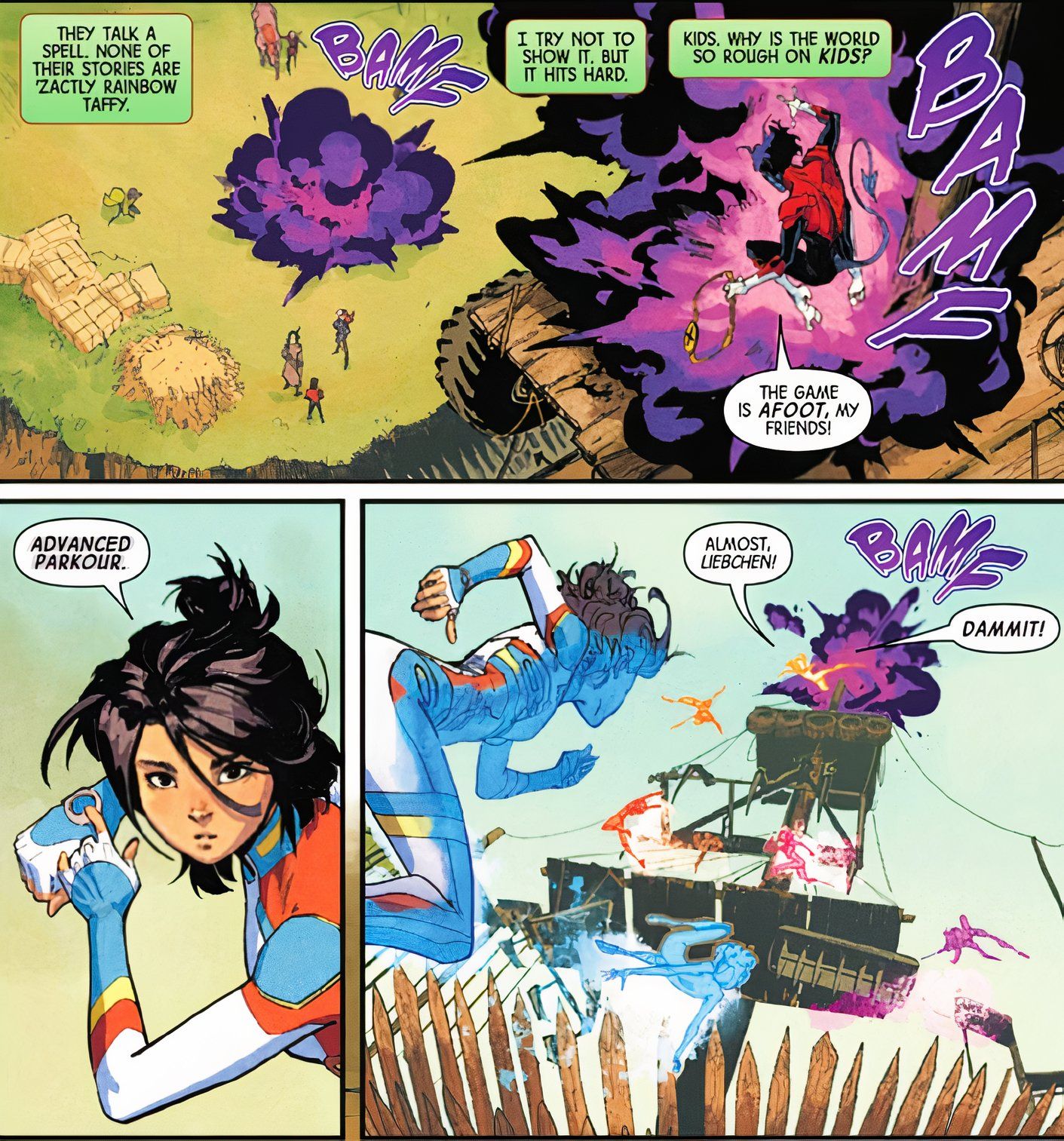 Uncanny X-Men #3 by Simone and Marquez - Jitter spars with Nightcrawler in the new Danger Room