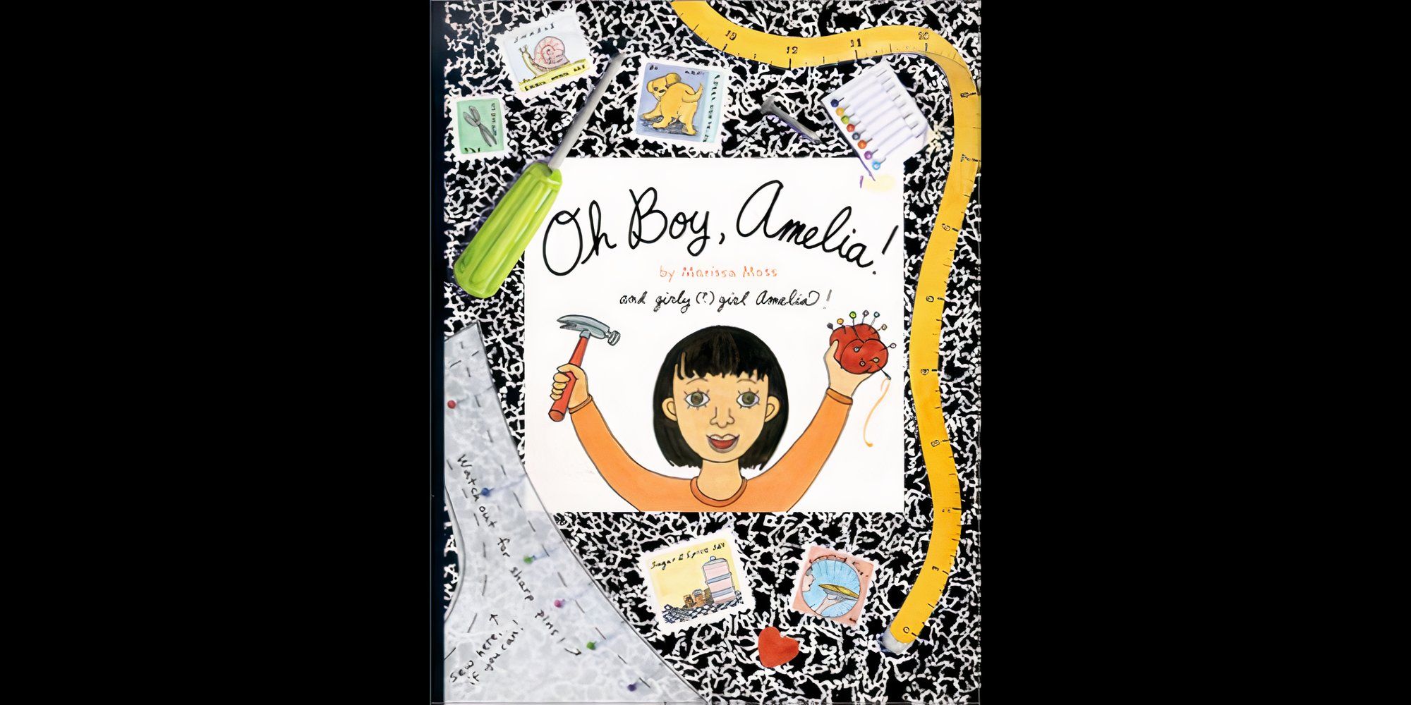 La portada del libro Oh Boy, Amelia! de los libros El cuaderno de Amelia de Marissa Moss.