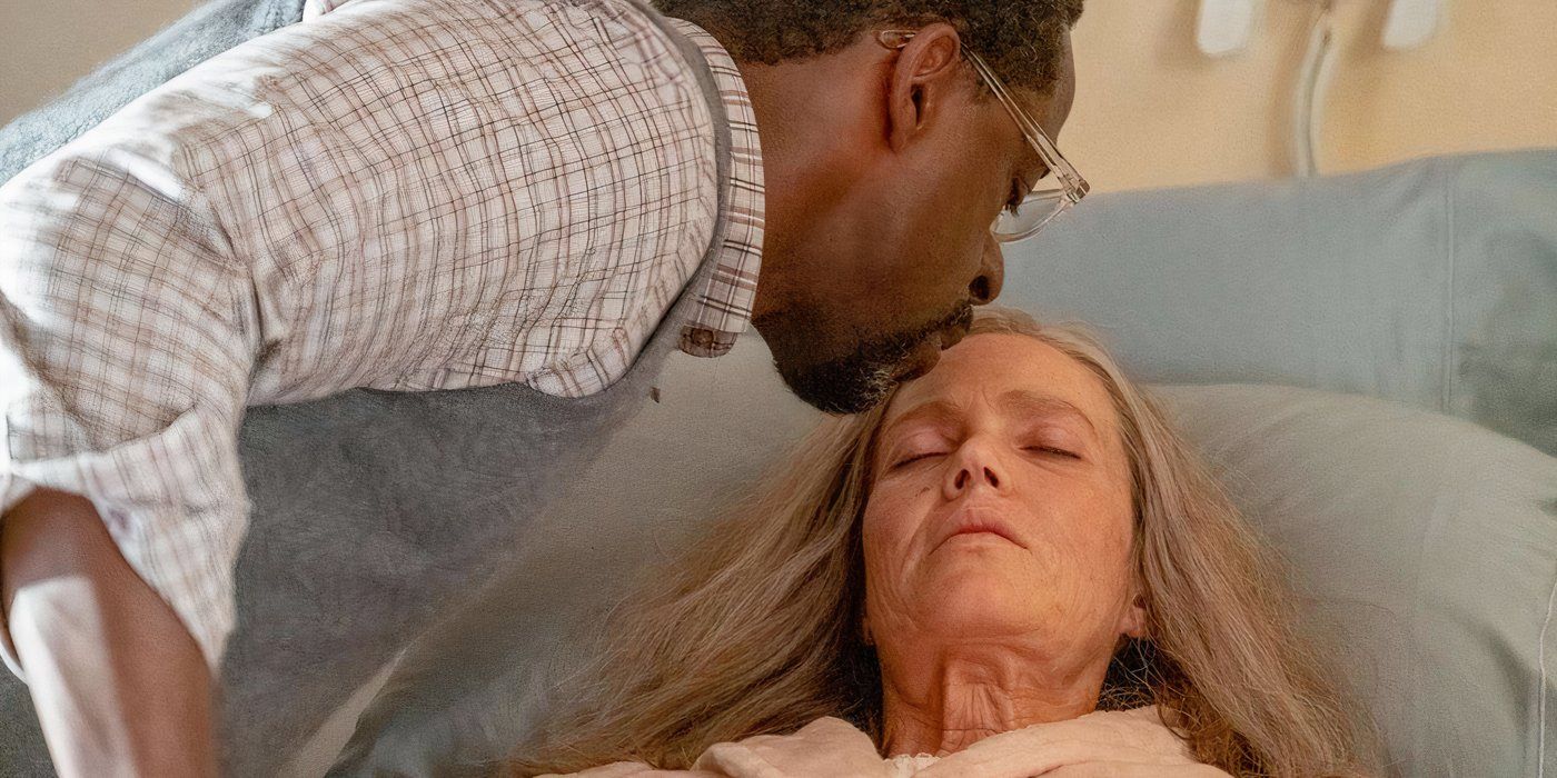 Randall se despedindo de Rebecca em seu leito de morte no hospital no episódio This is Us, The Train.