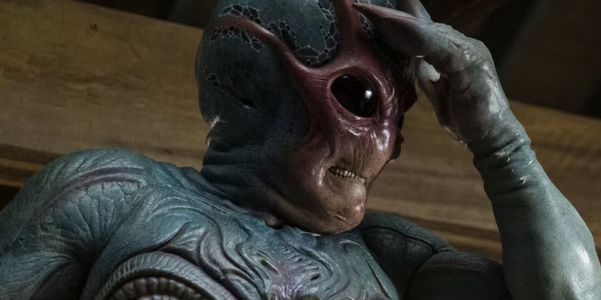 Alan Tudyk in his alien form in Resident Alien