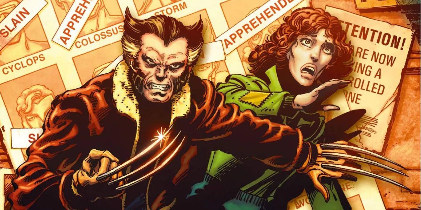 The cover of X-Men: Days of Future past featuring Wolverine defending a woman