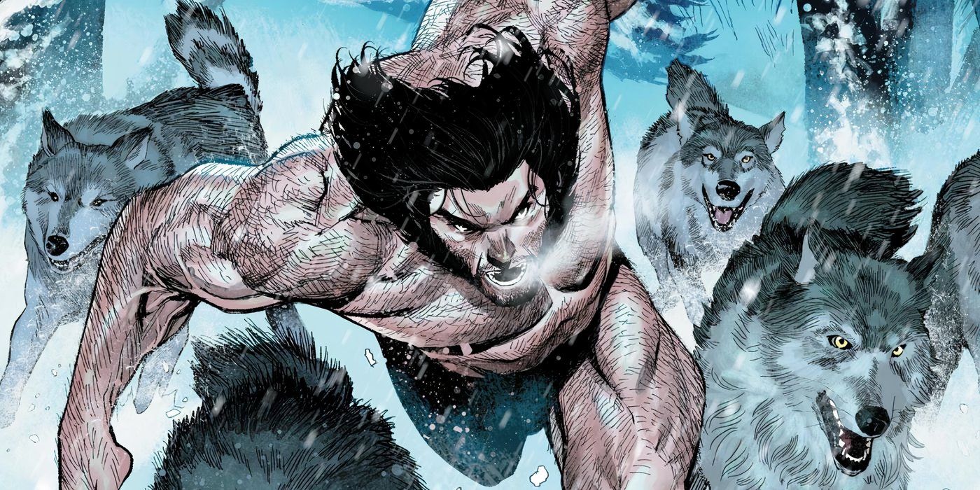 Wolverine Running with Wolves