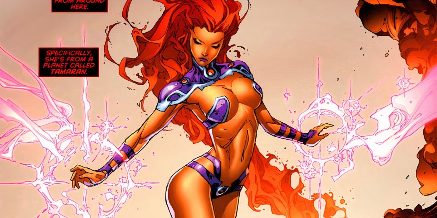 Painel de quadrinhos: a nova versão 52 das poses de Starfire.