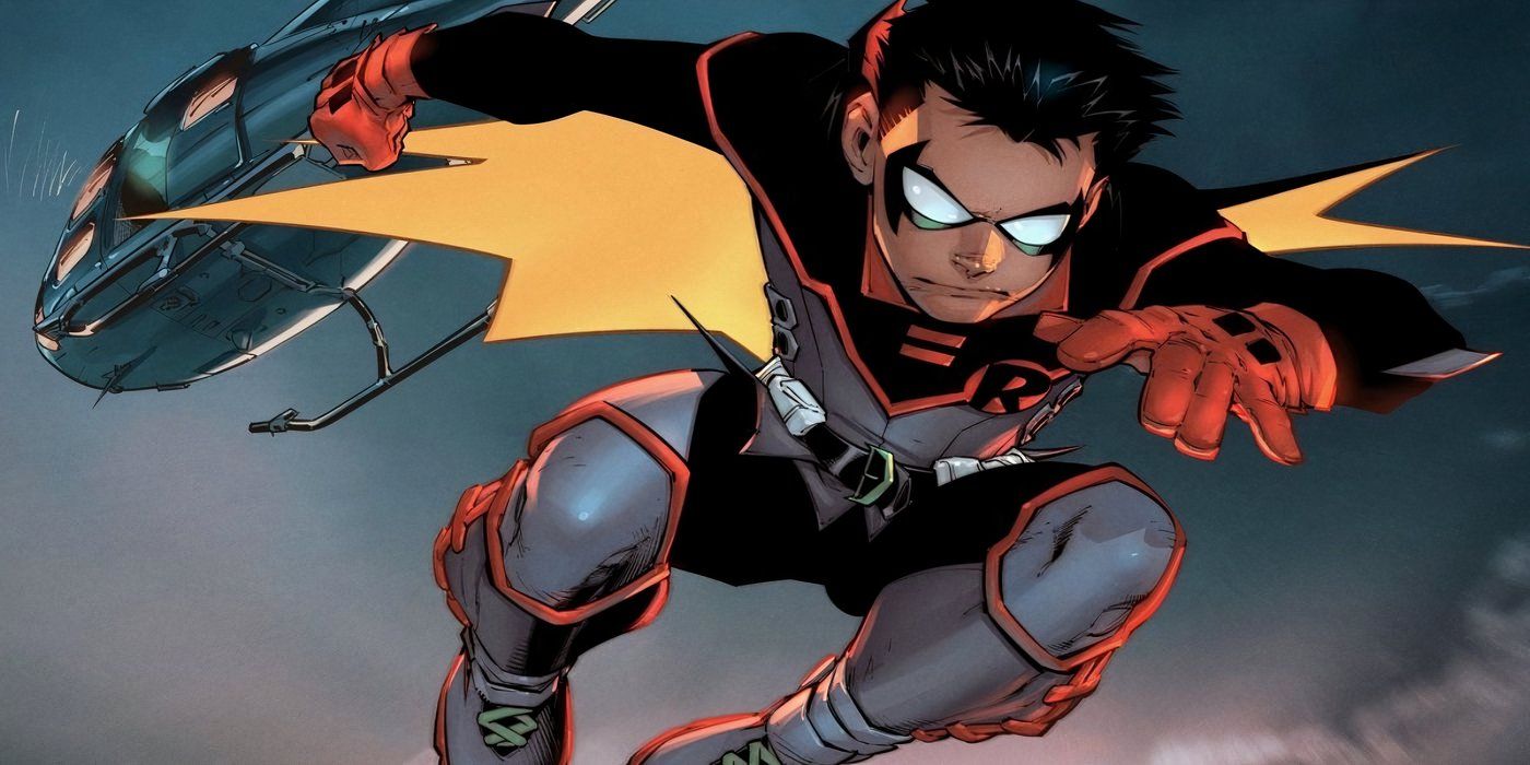 Damian Wayne as Robin in his DC Rebirth costume.