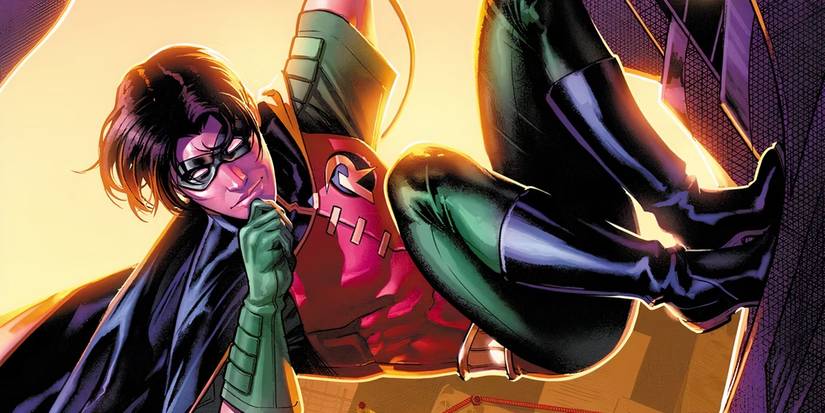 Tim Drake smiling in the Robin Costume 