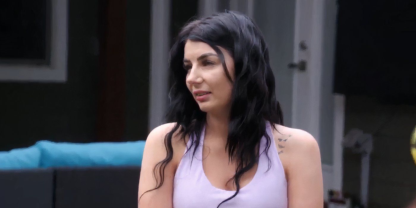 Veah Netherton in 90 Day Fiance in purple crop top looking sideways