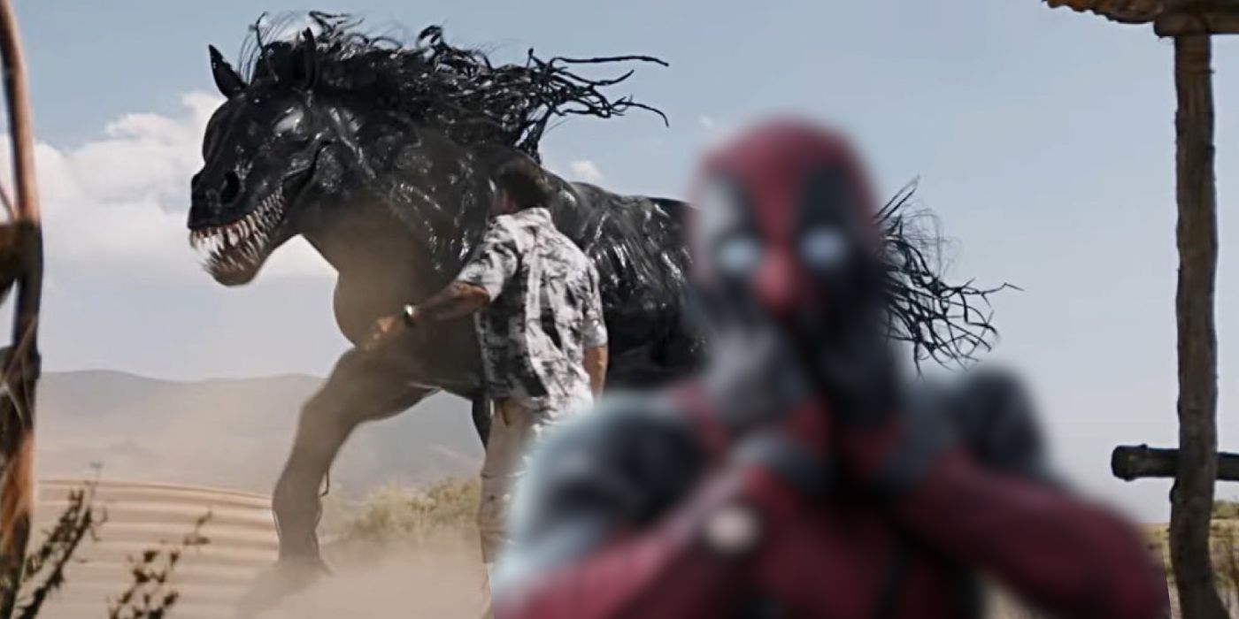 Venom Horse in Venom The Last Dance with Deadpool blurred and overlayed