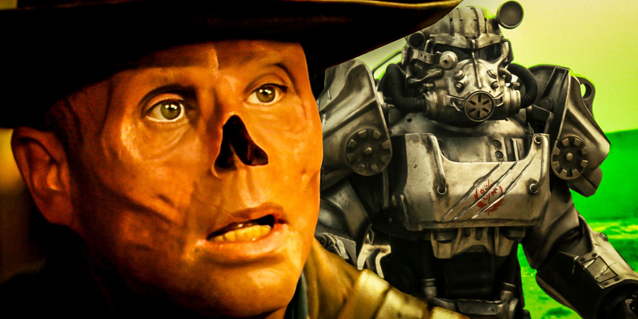 Custom Fallout Image of Walter Goggins as the Ghoul with Power Armor in the background