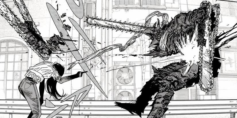 Yoru using the power of the gun devil in her fight with Chainsaw Man.