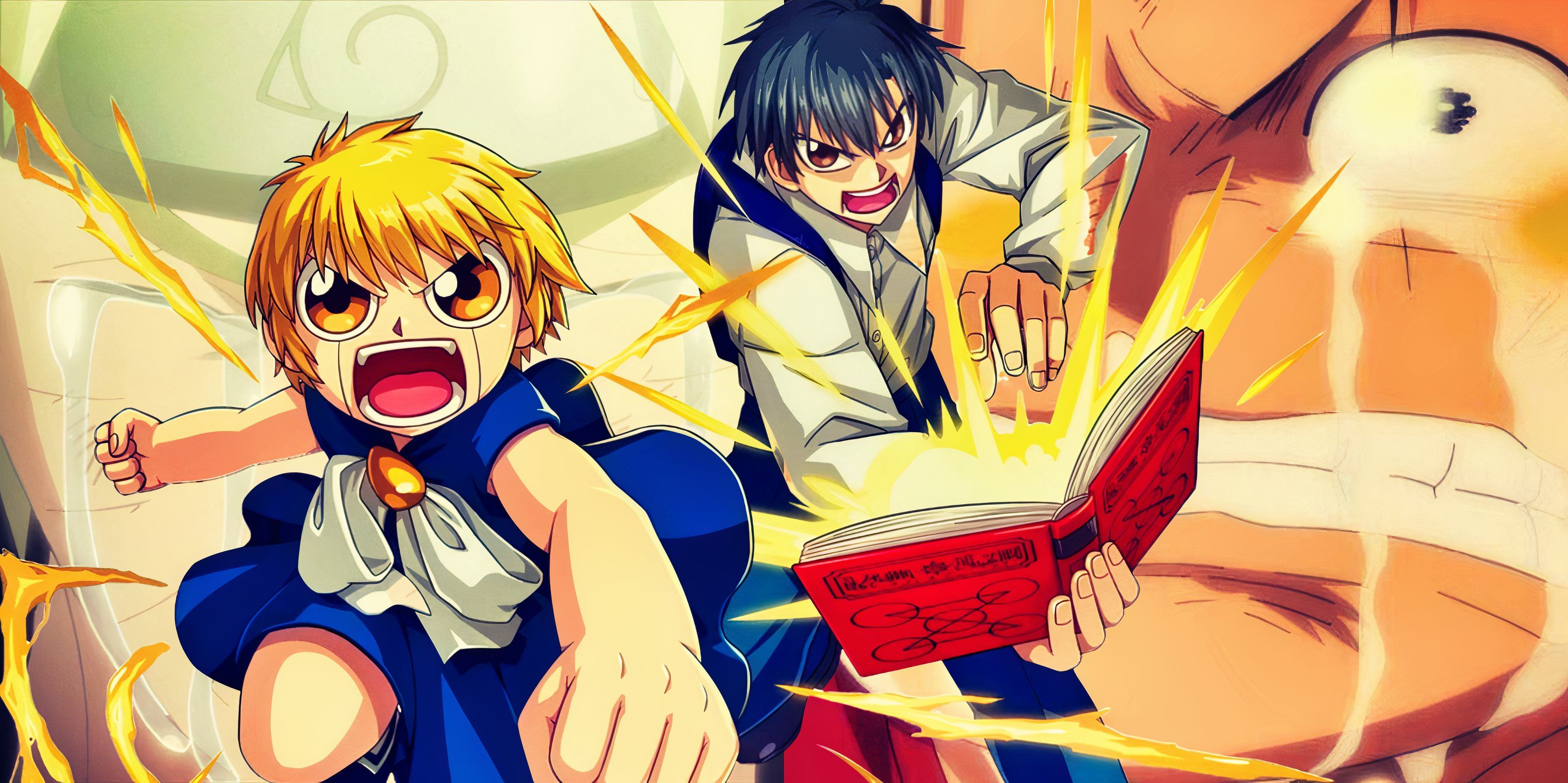 Cabeçalho de recurso apresentando personagens de Zatch Bell, Naruto e One Piece