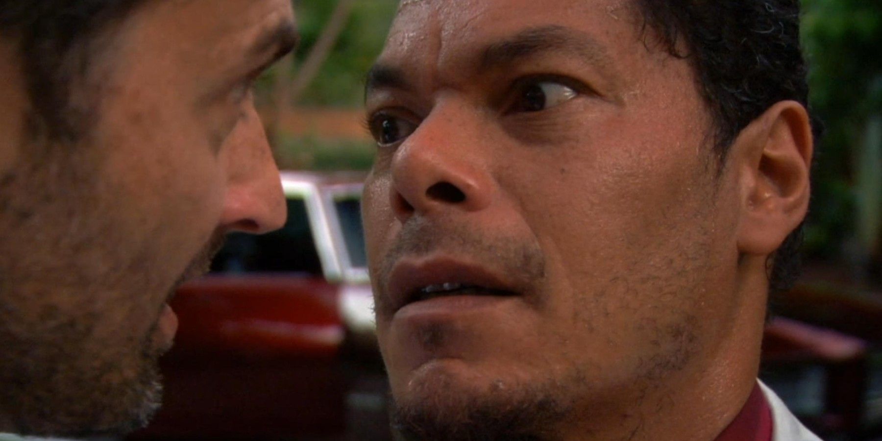 Marcus Chong looking scared in Burn Notice