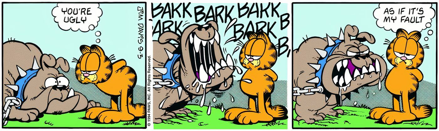 Garfield insults the dog for no reason.