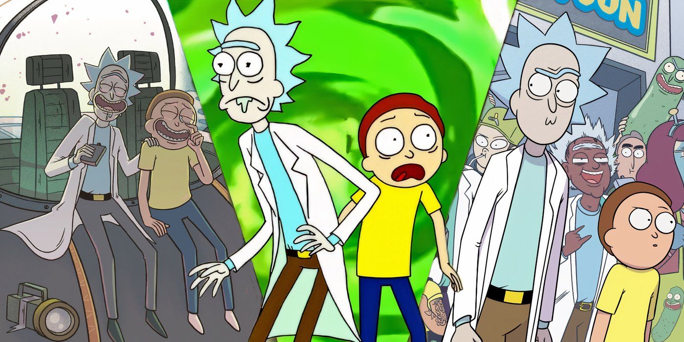 Rick y Morty atraviesan el portal y miran sus versiones de cómic.