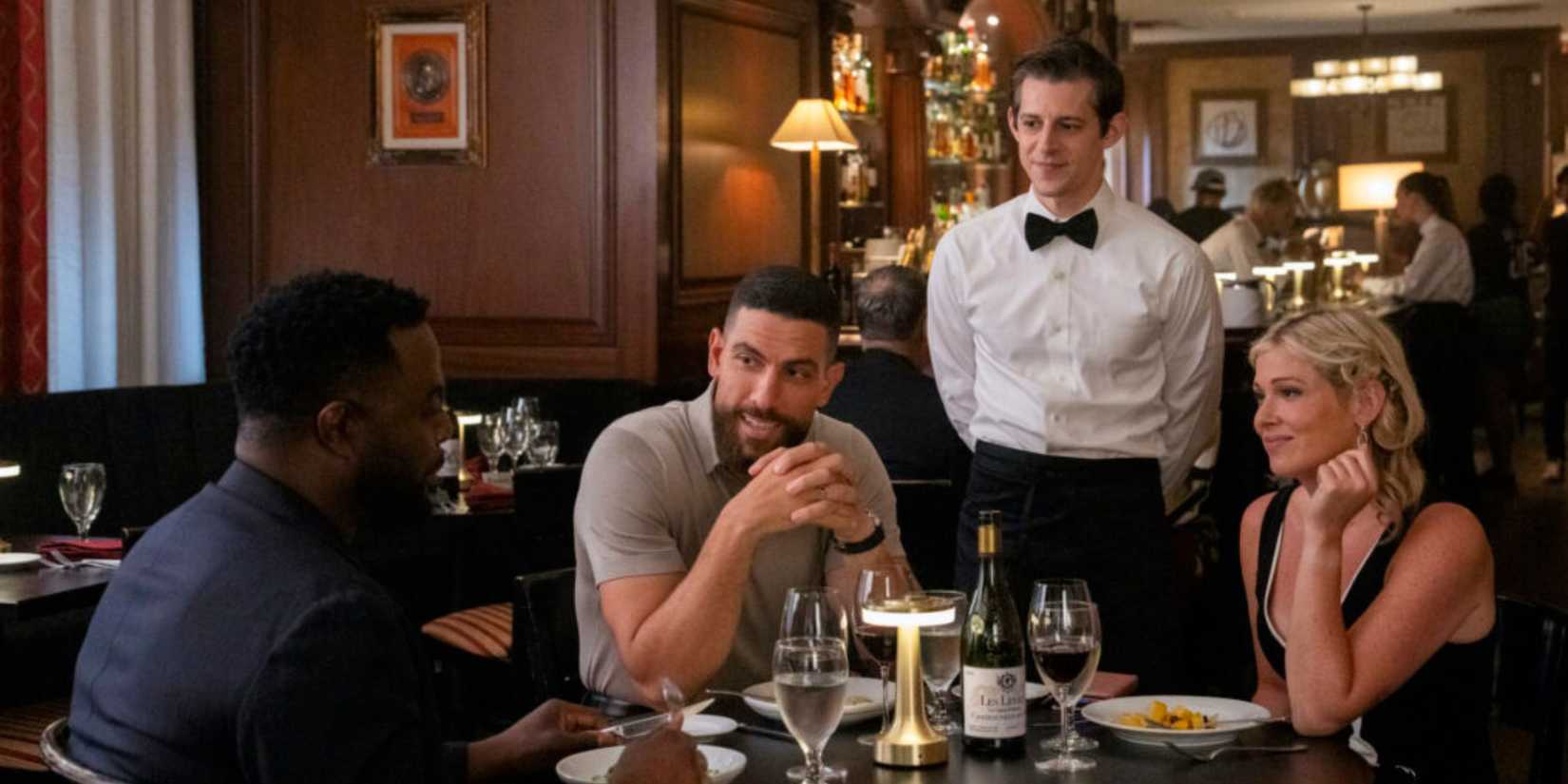 FBI OA And Gemma at dinner with Clay with a waiter behind them