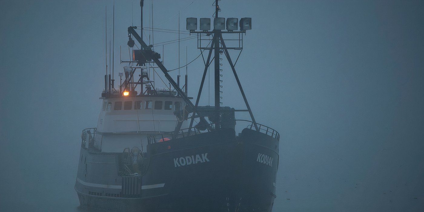 The fishing ship Kodiak as seen in Deadliest Catch travelling through mist