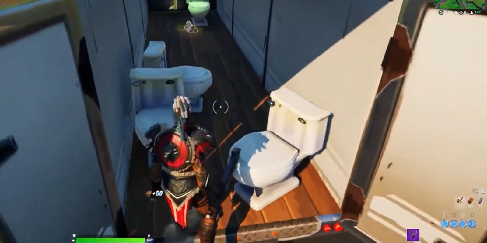 Un jugador de Fortnite encuentra un baño en una furgoneta