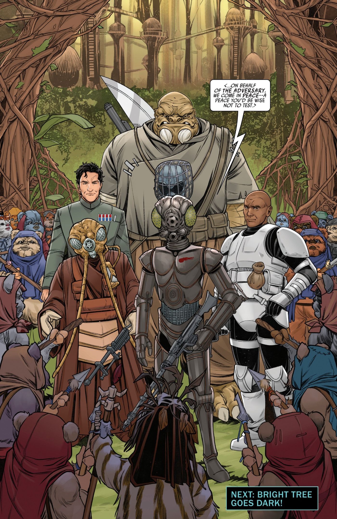 4-LOM cumprimenta a tribo Ewok em Ewoks #1