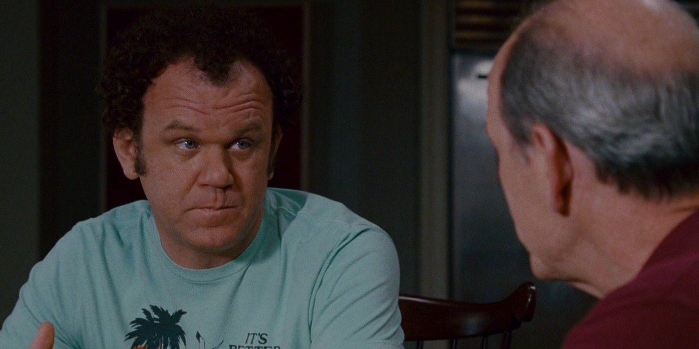 Dale (John C. Reilly) talking to his father seriously in Step Brothers