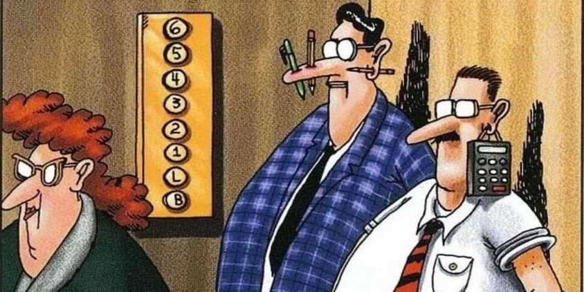 Punk accountants in The Far Side.