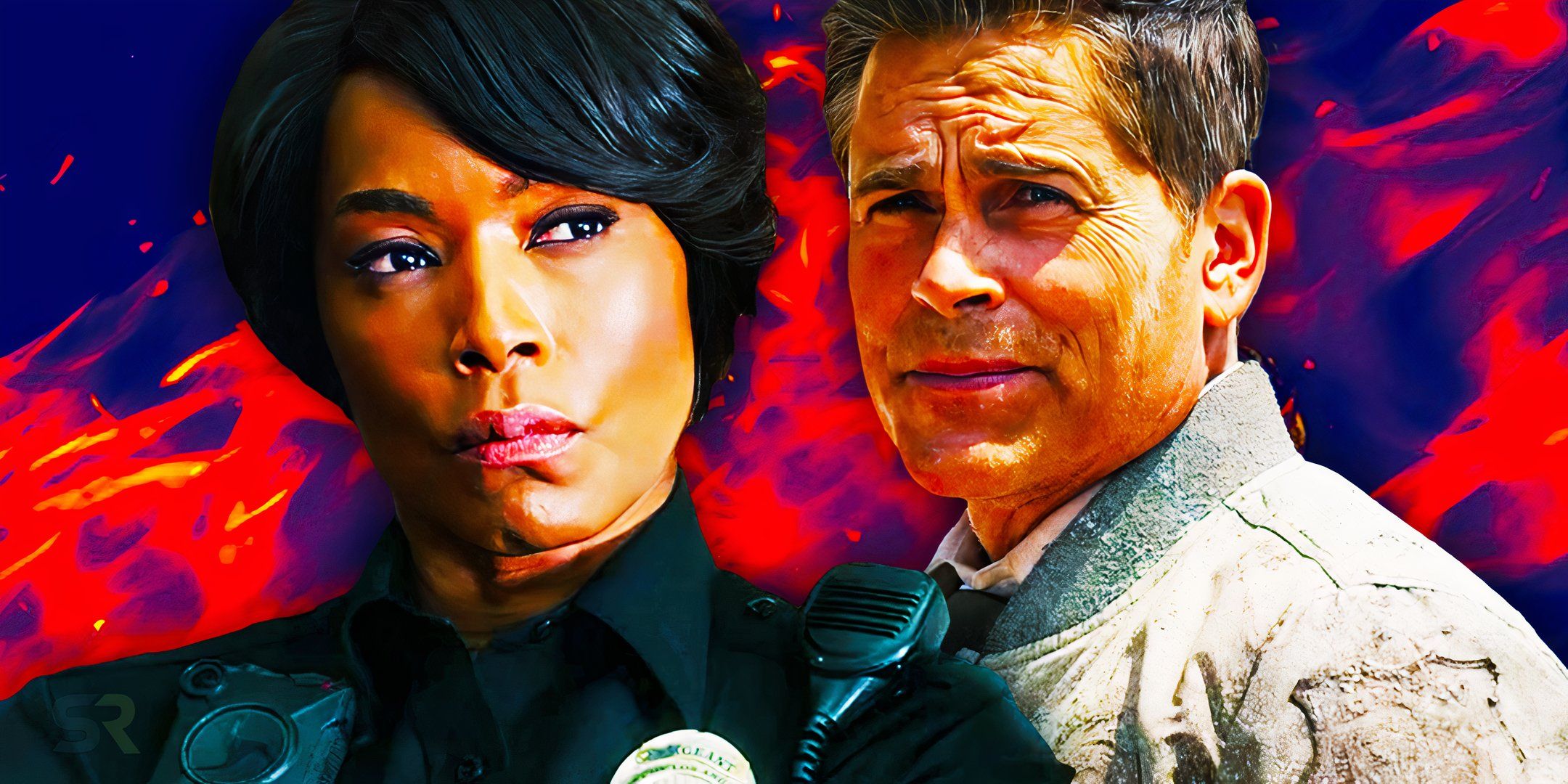 Angela Bassett as Athena in 9-1-1 and Rob Lowe as Owen in 9-1-1: Lone Star.