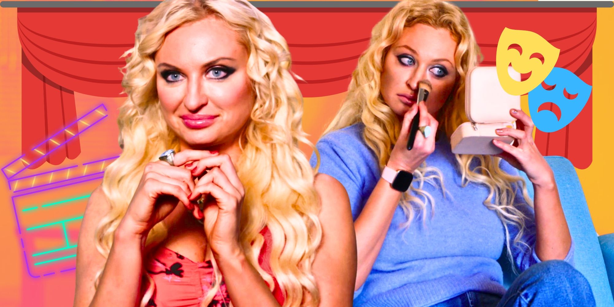 90 Day Fiancé’s Natalie Mordovtseva gives a slight smile and applies makeup in a montage image.