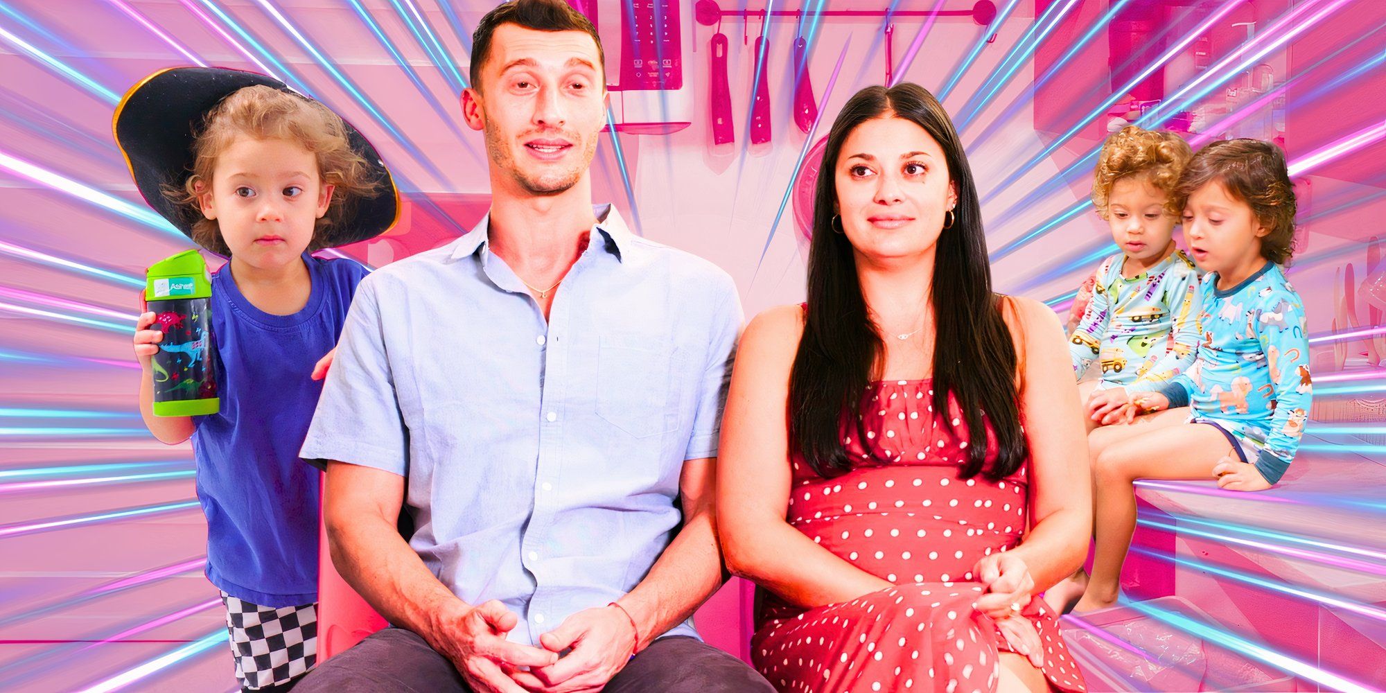 90 Day Fiancé  Loren & Alexei Brovarnik couple photo with kids Shai, Loren and Asher