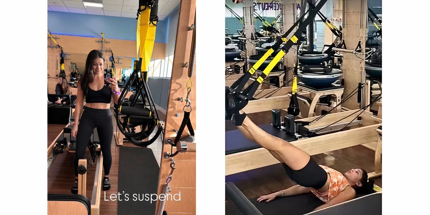 Lauren Brovarnik, la novia de 90 días, usando una máquina de pilates