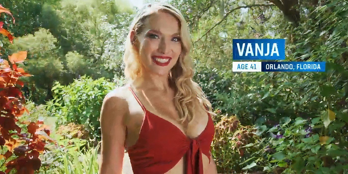 90 Day Fiancé Vanja Grbic smiling in garden in red dress